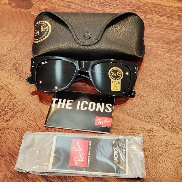 Ray-Ban Mega Wayfarer RB0840S 901/31 Black Green G-15 Sunglasses New with Case - Picture 3 of 13